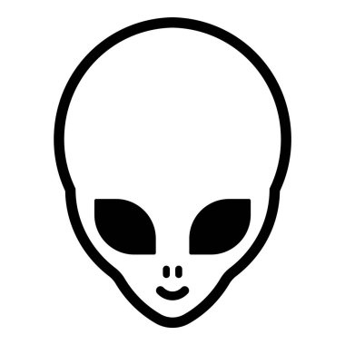 Uzaylı Başı Düz Simgesi Beyaz Arkaplanda İzole Edildi