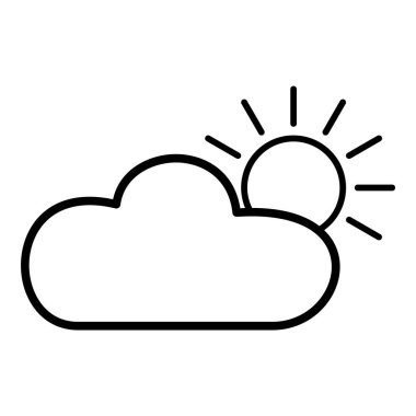 Güneş ve Bulut Düz Simgesi Beyaz Arkaplanda İzole Edildi