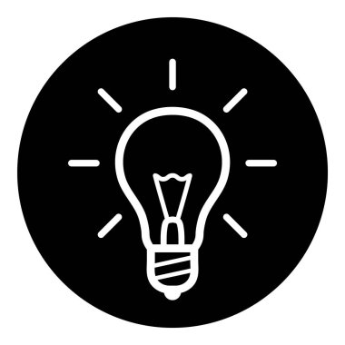 Ampul Fikri Ampul Düz Kabartma Simgesi Beyaz Arkaplanda İzole Edildi