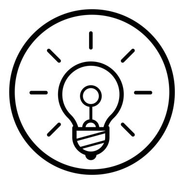 Ampul Fikri Ampulü Parlak Düz Simge Beyaz Arkaplanda İzole Edildi