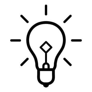 Ampul Fikri Ampulü Parlak Düz Simge Beyaz Arkaplanda İzole Edildi