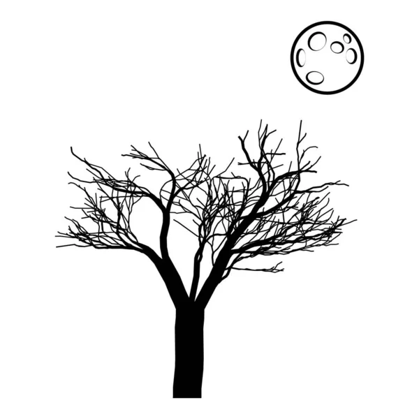 Árbol Oscuro Aterrador Icono Plano Aislado Sobre Fondo Blanco — Vector de stock