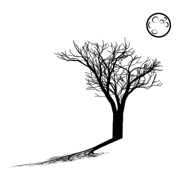 Tree Dark Scary Flat Icon Geïsoleerd Witte Achtergrond — Stockvector