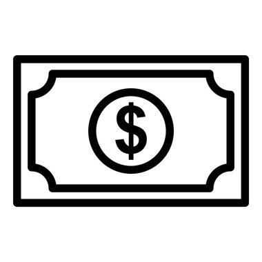Beyaz arka plan üzerinde izole Doları banknot düz simgesi