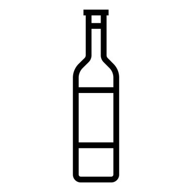 Cam Şişe Alkol İçkileri Düz Simge Beyaz Arkaplanda İzole Edildi