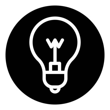 Ampul Fikri Düz Simgesi Beyaz Arkaplanda İzole Edildi