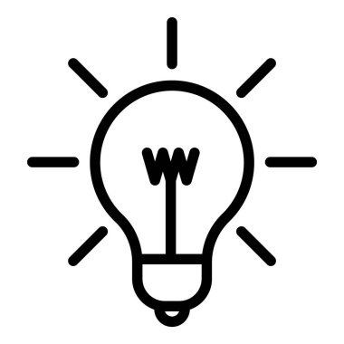 Ampul Fikri Düz Simgesi Beyaz Arkaplanda İzole Edildi