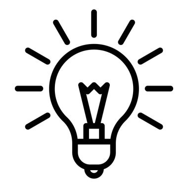 Ampul Fikri Düz Simgesi Beyaz Arkaplanda İzole Edildi