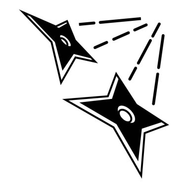 Ninja Shuriken Yıldız Düz Simgesi Beyaz Arkaplanda İzole Edildi