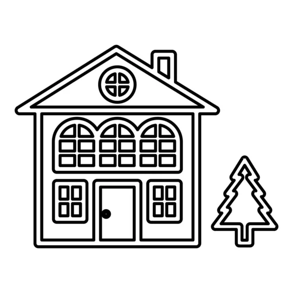 Dům Budova Domů Byt Ikona Izolované Bílém Pozadí — Stockový vektor