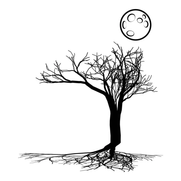 Árbol Oscuro Aterrador Icono Plano Aislado Sobre Fondo Blanco — Vector de stock