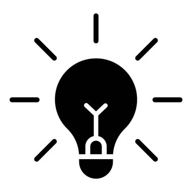 Ampul Fikri Ampul Düz Kabartma Simgesi Beyaz Arkaplanda İzole Edildi