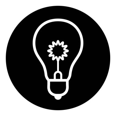 Ampul Fikri Ampul Düz Kabartma Simgesi Beyaz Arkaplanda İzole Edildi