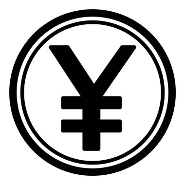 Yuan Yen Para Birimi Düz Simgesi Beyaz Arkaplanda İzole Edildi