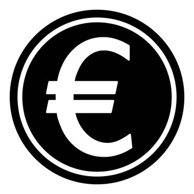 Avrupa Para Birimi Düz Simgesi Beyaz Arkaplanda İzole Edildi