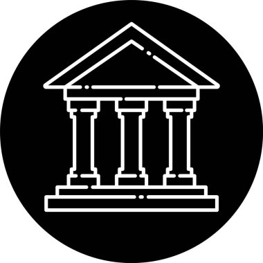 Banka Glyph Düz Simgesi Beyaz Arkaplanda İzole Edildi