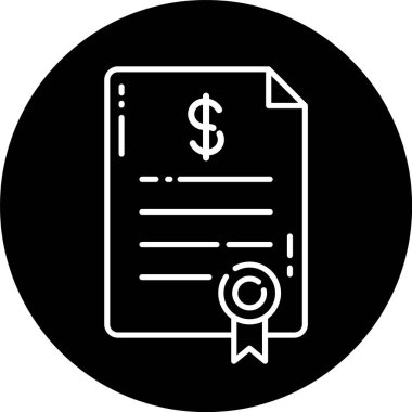 Para Belgesi Kabartma Düz Simgesi Beyaz Arkaplanda İzole Edildi