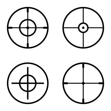 Crosshairs Düz Simge Seti Beyaz Arkaplanda İzole Edildi