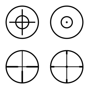 Crosshairs Düz Simge Seti Beyaz Arkaplanda İzole Edildi