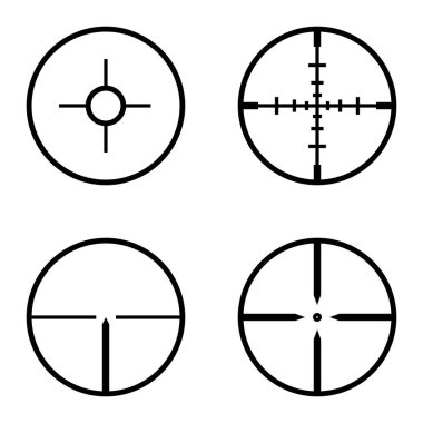 Crosshairs Düz Simge Seti Beyaz Arkaplanda İzole Edildi