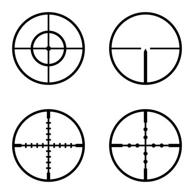 Crosshairs Düz Simge Seti Beyaz Arkaplanda İzole Edildi