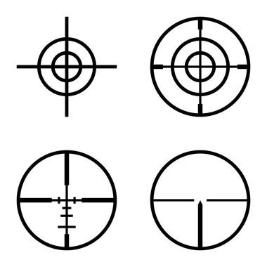 Crosshairs Düz Simge Seti Beyaz Arkaplanda İzole Edildi