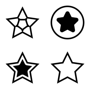 Yıldız Düz Simgesi Seti Beyaz Arkaplanda Ayrı Tutuldu