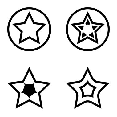 Yıldız Düz Simgesi Seti Beyaz Arkaplanda Ayrı Tutuldu