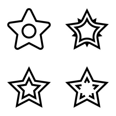 Yıldız Düz Simgesi Seti Beyaz Arkaplanda Ayrı Tutuldu