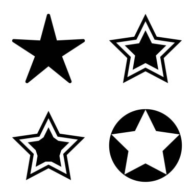 Yıldız Düz Simgesi Seti Beyaz Arkaplanda Ayrı Tutuldu