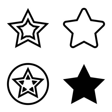 Yıldız Düz Simgesi Seti Beyaz Arkaplanda Ayrı Tutuldu