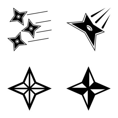 4yıldız Düz Simge Seti Beyaz Arkaplanda İzole Edildi