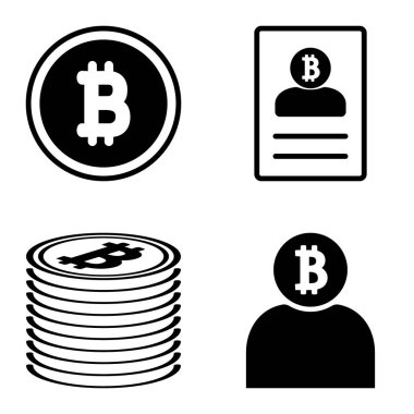 Bitcoins1-2 Düz Simge Seti Beyaz Arkaplanda İzole Edildi