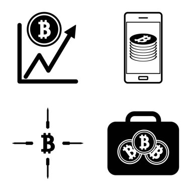 Bitcoins1-2 Düz Simge Seti Beyaz Arkaplanda İzole Edildi