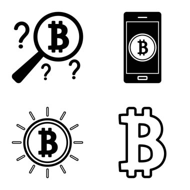 Bitcoins1-2 Düz Simge Seti Beyaz Arkaplanda İzole Edildi