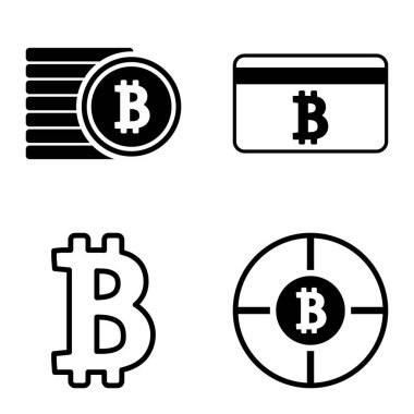 Bitcoins1-2 Düz Simge Seti Beyaz Arkaplanda İzole Edildi