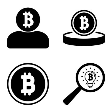 Bitcoins1-2 Düz Simge Seti Beyaz Arkaplanda İzole Edildi