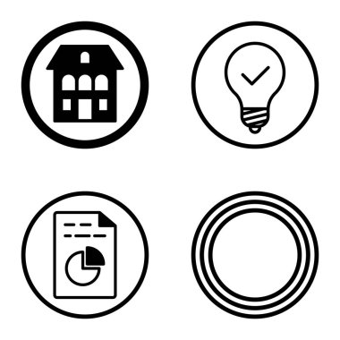 Daireler 1-2 Düz Simge Seti Beyaz Arkaplanda İzole Edildi