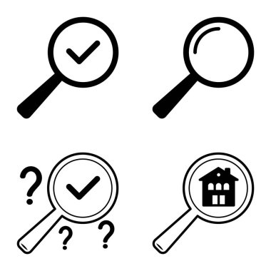 Büyüteçler Düz Simge Seti Beyaz Arkaplanda İzole Edildi