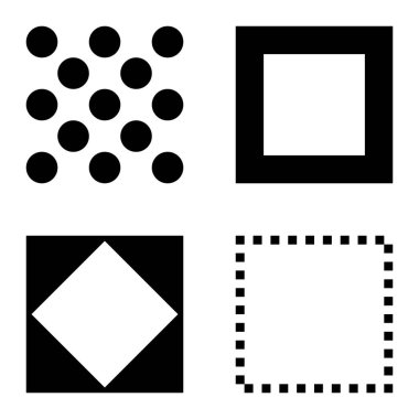 Kare Düz Simge Seti Beyaz Arkaplanda İzole Edildi