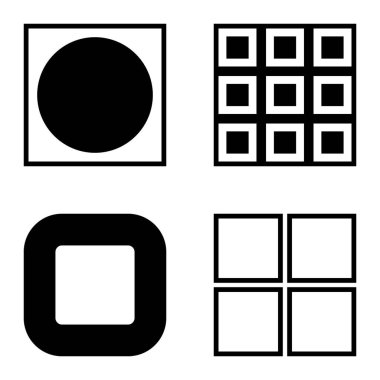 Kare Düz Simge Seti Beyaz Arkaplanda İzole Edildi