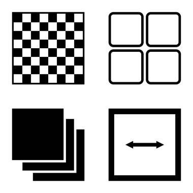 Kare Düz Simge Seti Beyaz Arkaplanda İzole Edildi