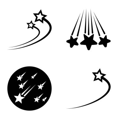 Yıldız Şelalesi Düz Simge Seti Beyaz Arkaplanda İzole Edildi