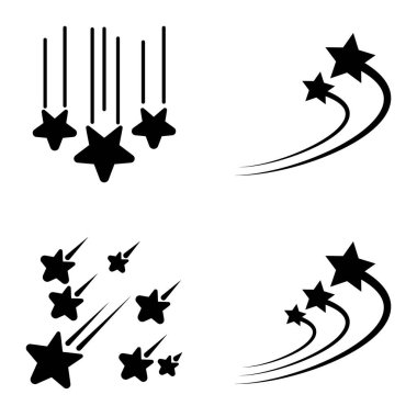 Yıldız Şelalesi Düz Simge Seti Beyaz Arkaplanda İzole Edildi