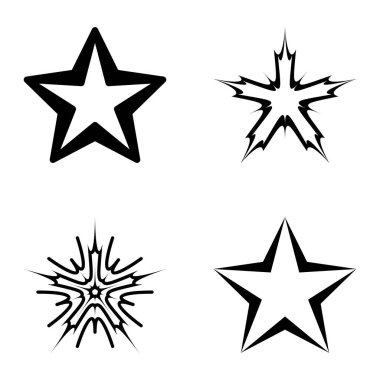 Yıldız2 Düz Simge Seti Beyaz Arkaplanda İzole Edildi