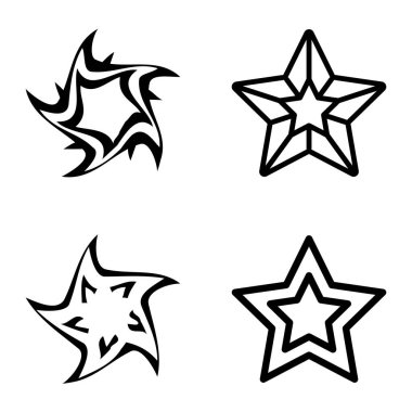 Yıldız2 Düz Simge Seti Beyaz Arkaplanda İzole Edildi