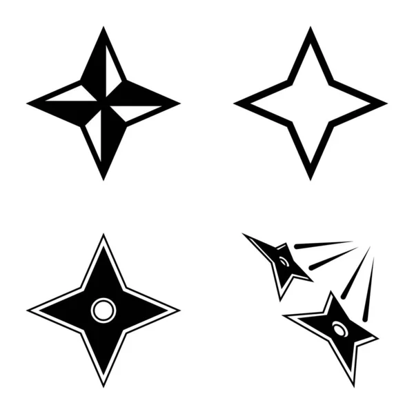 4Star Flat Icon Set Isoliert Auf Weißem Hintergrund — Stockvektor