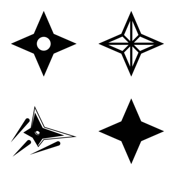 4Star Flat Icon Set Isoliert Auf Weißem Hintergrund — Stockvektor