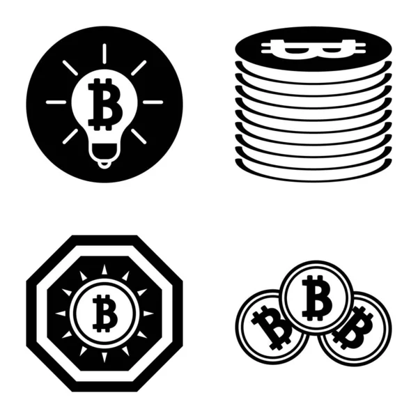 Bitcoins1 Flat Icon Set Isolated White Background — Stock Vector