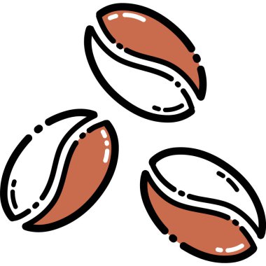 Kahve Fasulyesi Yassı Simgesi Beyaz Arkaplanda İzole Edildi